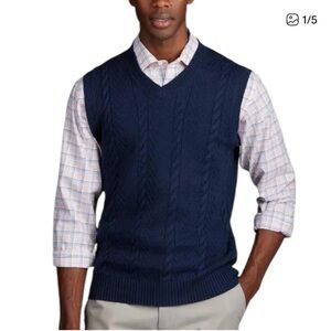 NEW Jos. A. Bank Men’s Navy Blue Tailored Fit Cable Knit Sweater Vest size XL